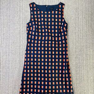 Ann Taylor Sleeveless Graphic Dress Blue Red Knee Length – Size 6